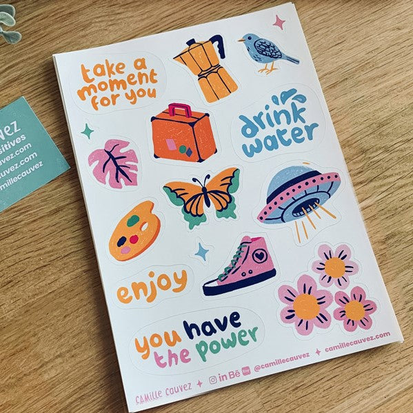 Planche de stickers A5 | Take a moment for you