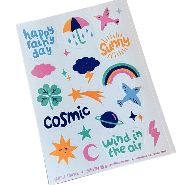 Planche de stickers A5 | Happy Rainy day
